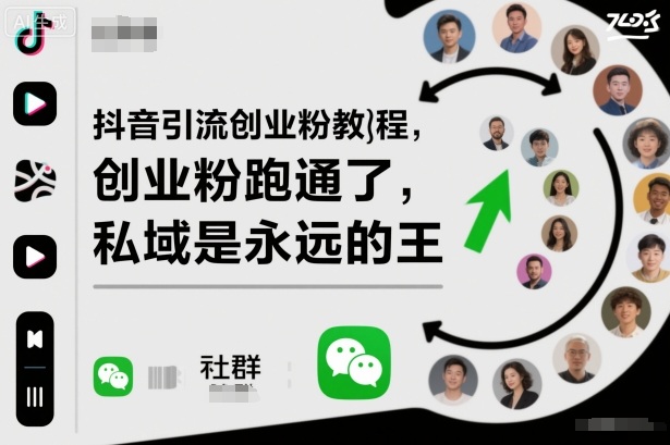 抖音引流创业粉教程，创业粉终于跑通了，私域是永远的王-宇文网创