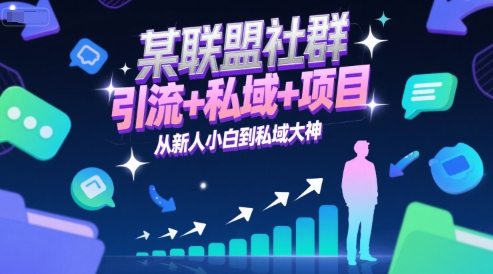 某联盟社群，引流+私域+项目，从新人小白到私域大神-宇文网创