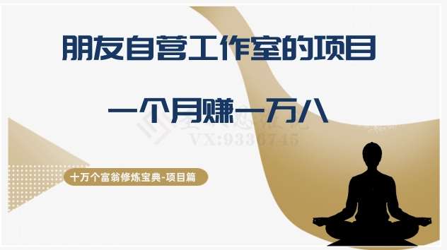 十万个富翁修炼宝典之16.朋友自营工作室的项目，一个月赚一万八-宇文网创