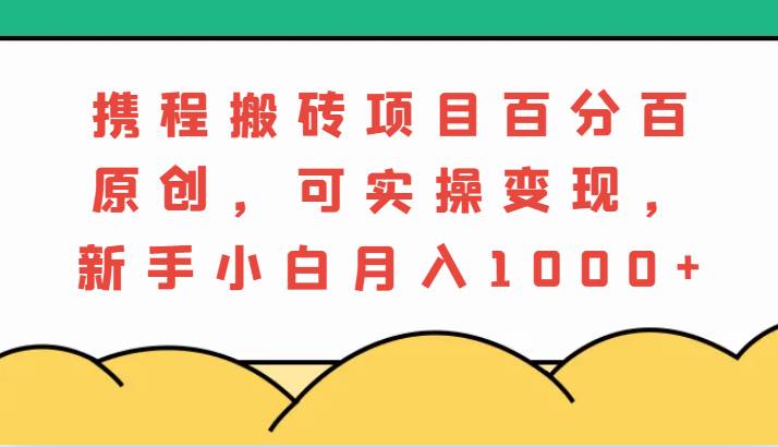 携程搬砖项目，百分百原创，可实操变现，新手小白月入1000+-宇文网创