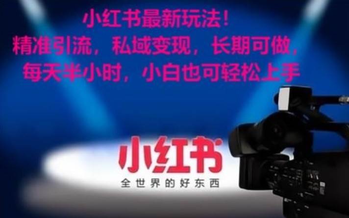 小红书最新玩法！精准引流，私域变现，长期可做，每天半小时，小白也可轻松上手-宇文网创