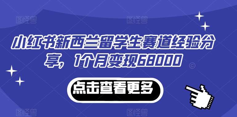 小红书新西兰留学生赛道经验分享，1个月变现68000【揭秘】-宇文网创