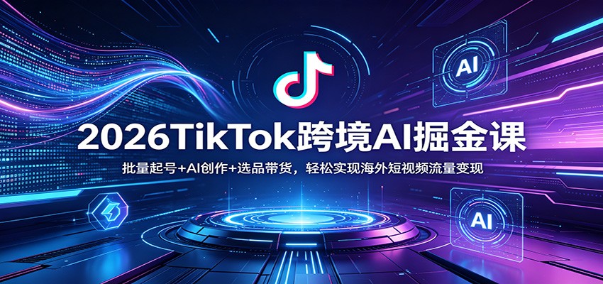 2026TikTok跨境AI掘金课:批量起号+AI创作+选品带货,轻松实现海外短视频流量变现-宇文网创