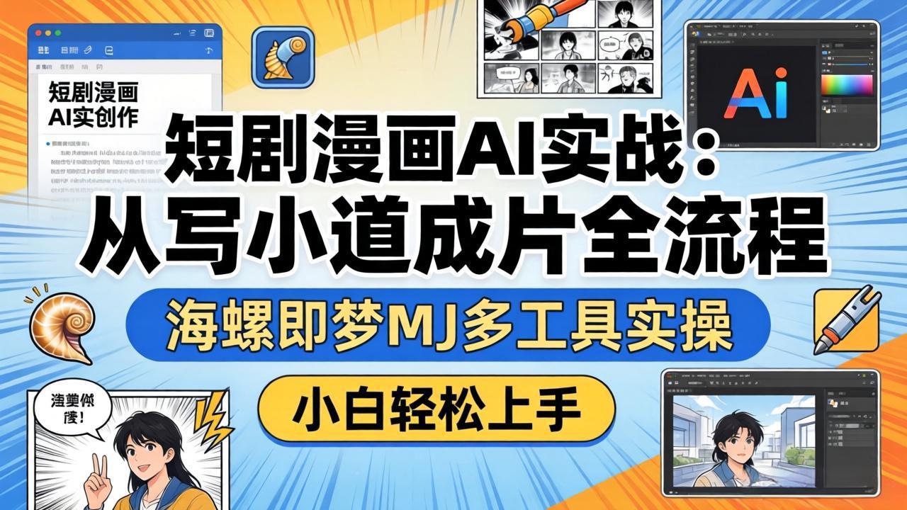 (17945期)短剧漫画AI实战:从写小说到成片全流程,海螺即梦MJ多工具实操,小白轻松上手-宇文网创