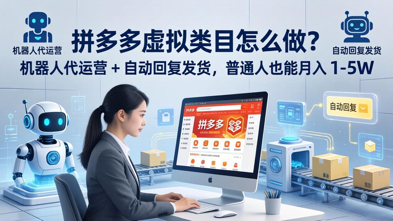 （18111期）拼多多虚拟类目怎么做？机器人代运营 + 自动回复发货，普通人也能月入 1-5W-宇文网创