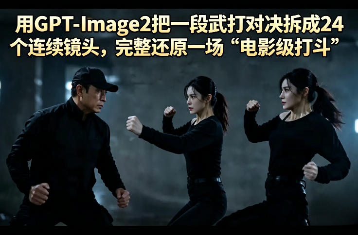 用GPT-Image2把一段武打对决拆成24个连续镜头，完整还原一场“电影级打斗”-宇文网创