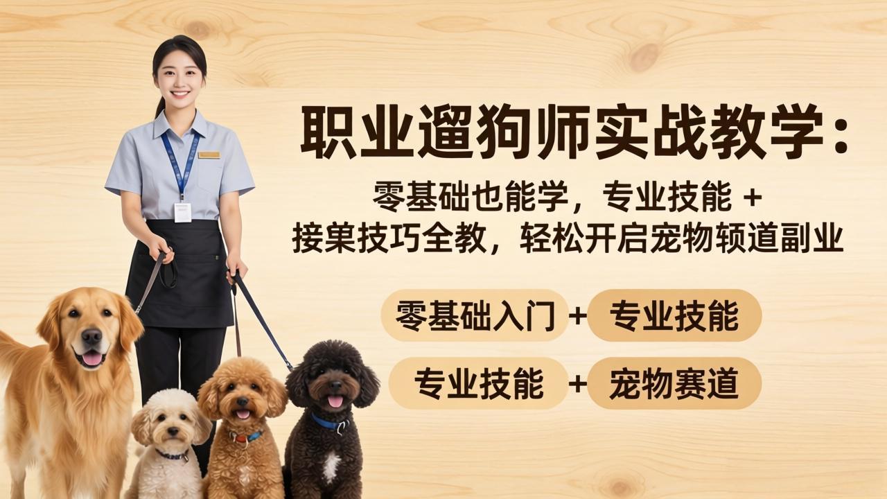 （18115期）职业遛狗师实战教学：零基础也能学，专业技能 + 接单技巧全教，轻松开启宠物赛道副业-宇文网创