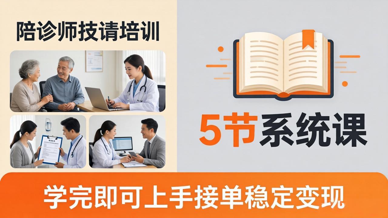 （18116期）想做陪诊师不知从何下手？5节系统课教你掌握核心技能，学完即可上手接单稳定变现-宇文网创