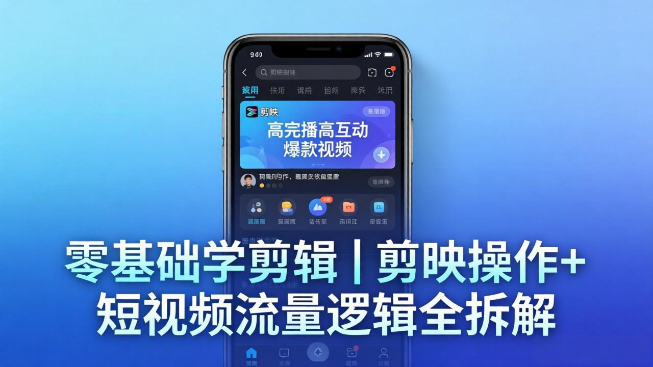 （18117期） 【零基础学剪辑】剪映操作+短视频流量逻辑全拆解｜手把手教你剪出高完播高互动爆款视频-宇文网创