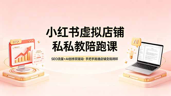 （18248期）小红书虚拟店铺私教陪跑课，SEO流量+AI创作双驱动，手把手跑通店铺变现闭环-宇文网创