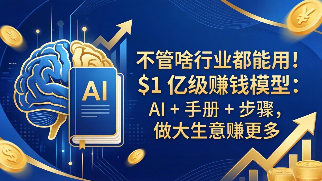(18055期)不管啥行业都能用!$1 亿级赚钱模型:AI + 手册 + 步骤,做大生意赚更多-宇文网创
