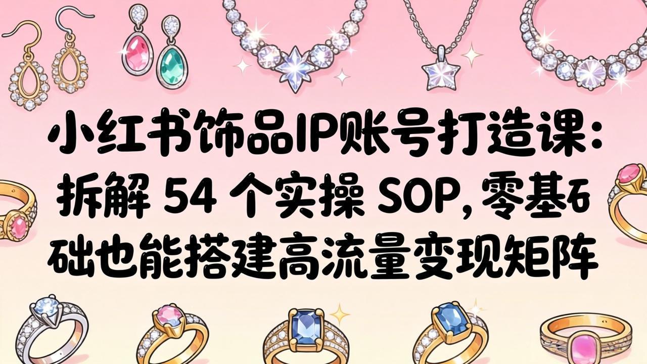 （18101期）小红书饰品IP账号打造课：拆解 54 个实操 SOP，零基础也能搭建高流量变现矩阵-宇文网创