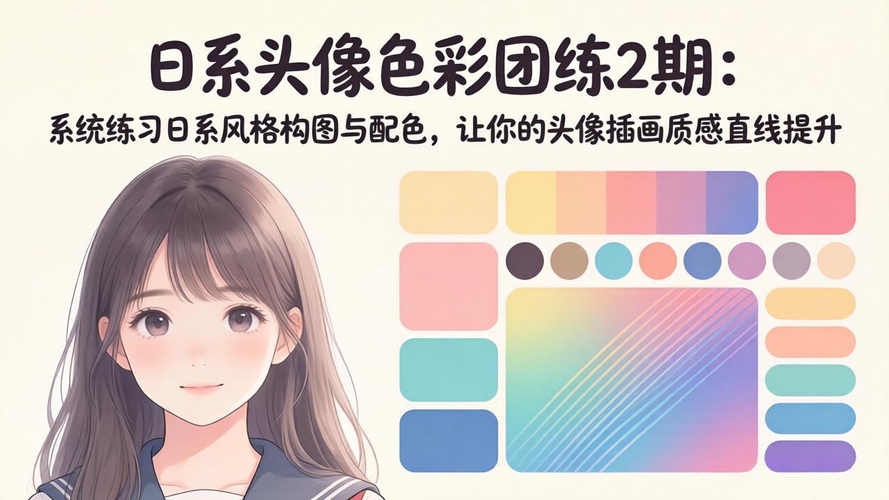 (18034期)日系头像色彩团练2期:系统练习日系风格构图与配色,让你的头像插画质感直线提升-宇文网创