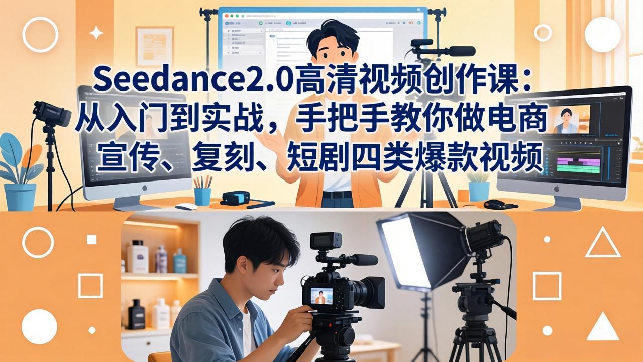 （18019期）Seedance2.0高清视频创作课：从入门到实战，手把手教你做电商、宣传、复刻、短剧四类爆款视频-宇文网创