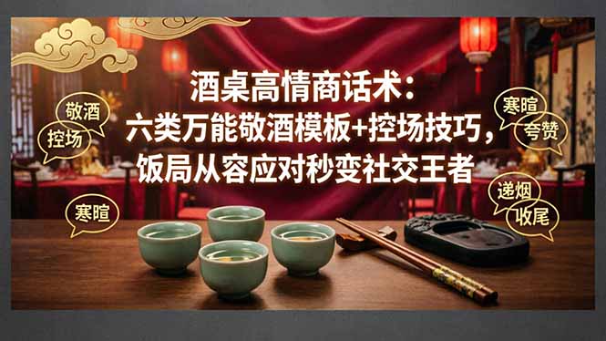 (18020期)付费文章:酒桌高情商话术:六类万能敬酒模板+控场技巧,饭局从容应对秒变社交王者-宇文网创