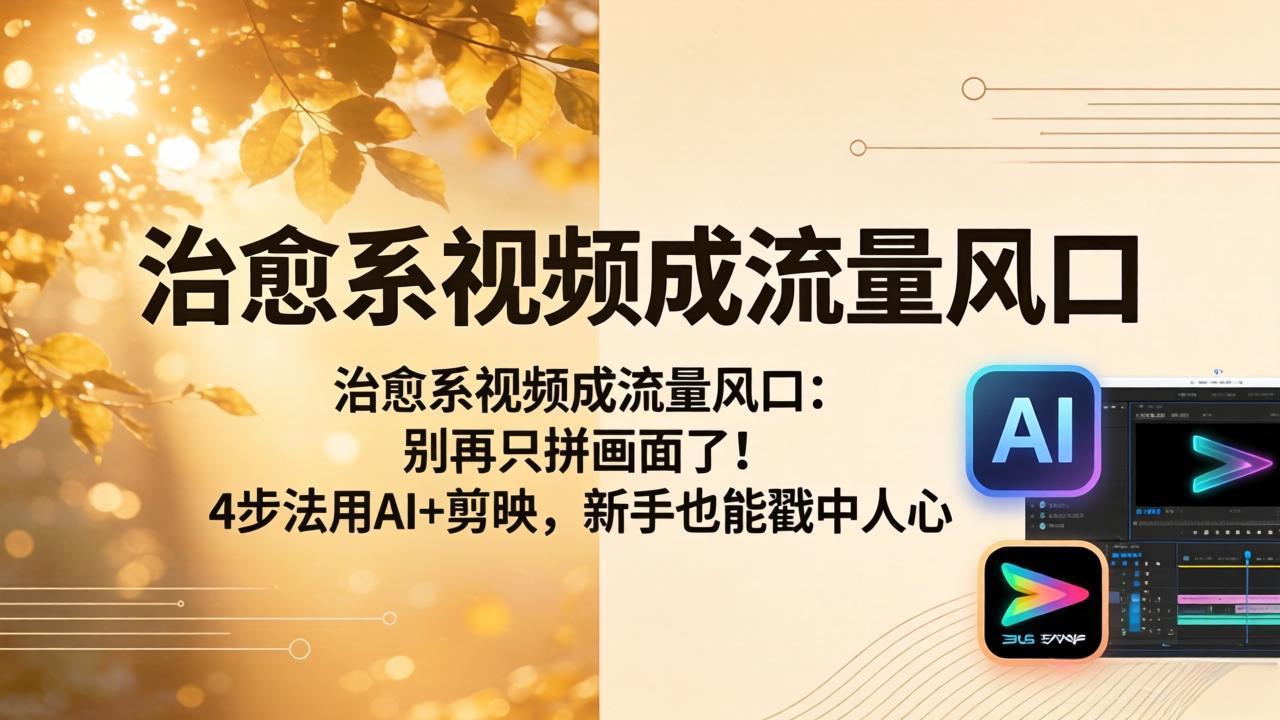 （18219期）治愈系视频成流量风口：别再只拼画面了！4步法用AI+剪映，新手也能戳中人心-宇文网创