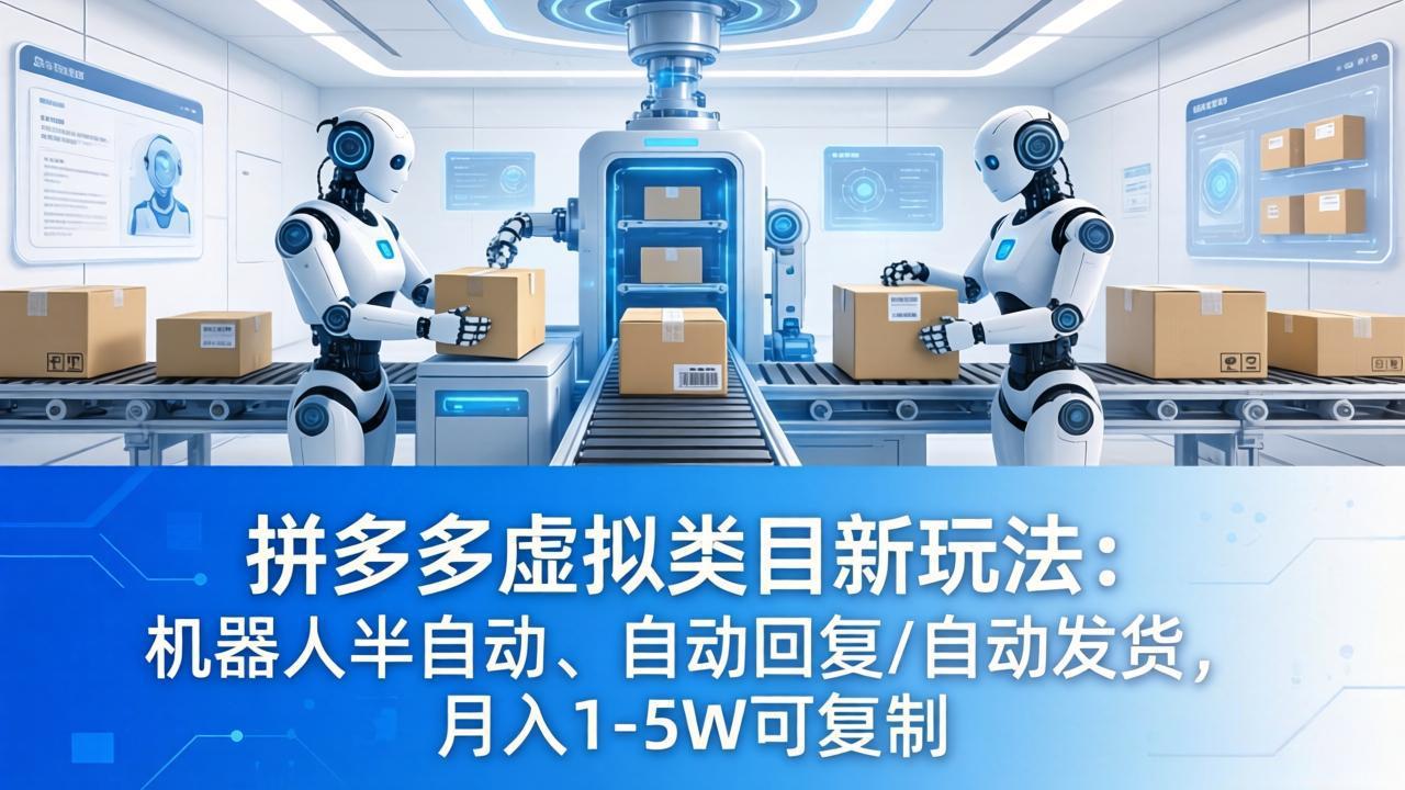 （18038期）拼多多虚拟类目新玩法：机器人半自动、自动回复 /自动发货，月入 1-5W 可复制-宇文网创