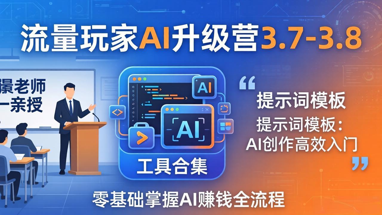 (18022期)流量玩家AI升级营3.7-3.8全套资料:多老师亲授+工具合集+提示词模板,零基础掌握AI赚钱全流程-宇文网创