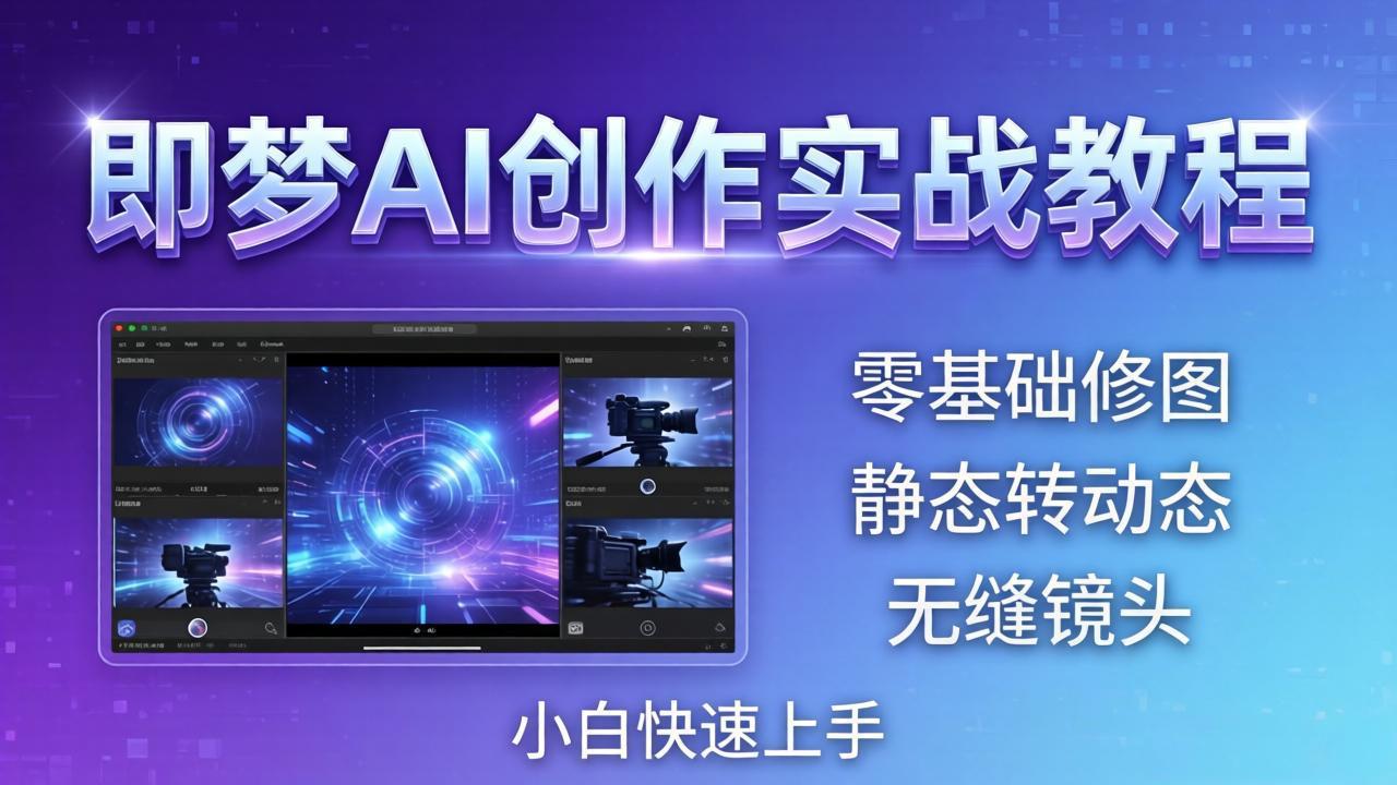 （18196期）即梦AI创作实战教程，从零基础修图到AI导演，实战教学静态转动态+无缝镜头，小白快速上手-宇文网创