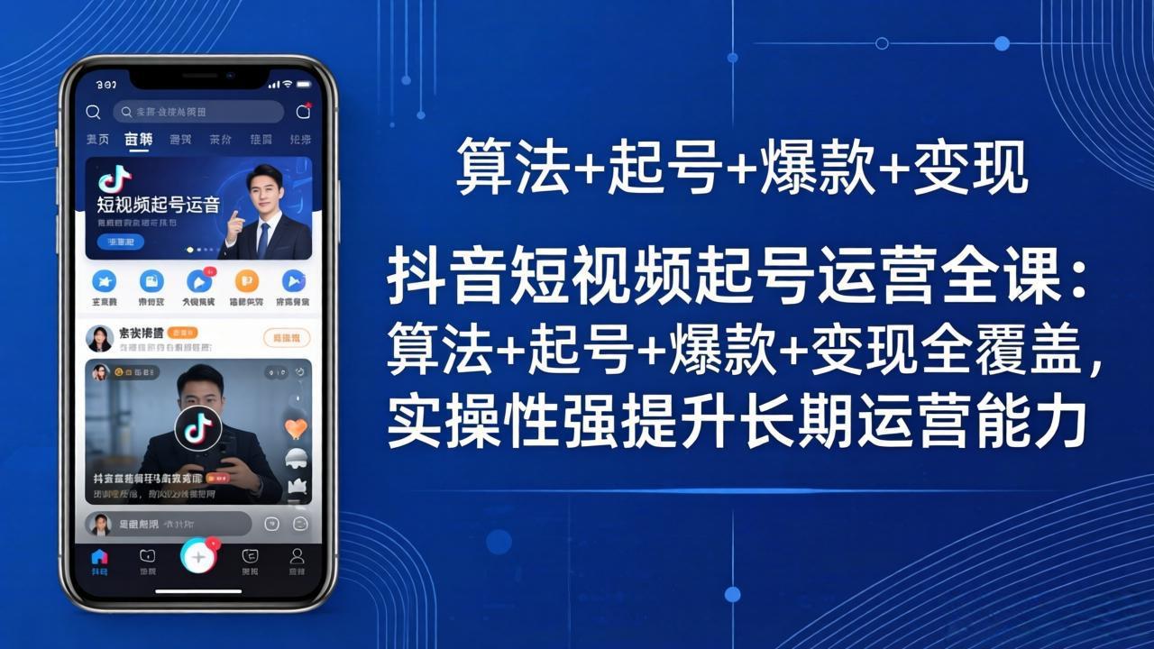 （18071期）抖音短视频起号运营全课：算法+起号+爆款+变现全覆盖，实操性强提升长期运营能力-宇文网创