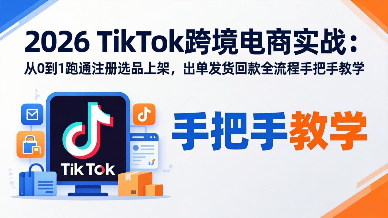 （17850期）2026TikTok跨境电商实战：从0到1跑通注册选品上架，出单发货回款全流程手把手教学-宇文网创