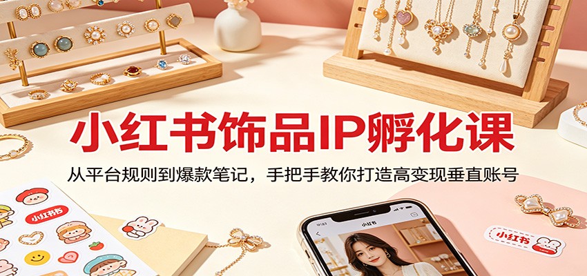 小红书饰品IP孵化课：从平台规则到爆款笔记，手把手教你打造高变现垂直账号-宇文网创