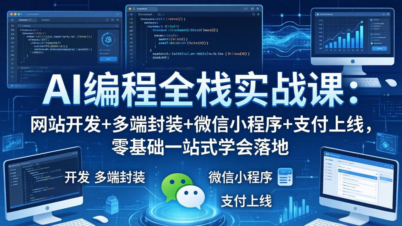 （18049期）AI编程全栈实战课：网站开发+多端封装+微信小程序+支付上线，零基础一站式学会落地-宇文网创