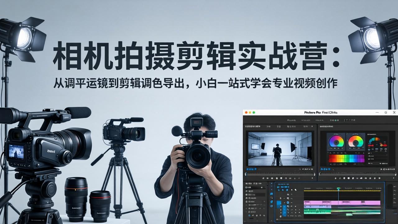 （18002期）相机拍摄剪辑实战营：从调平运镜到剪辑调色导出，小白一站式学会专业视频创作-宇文网创