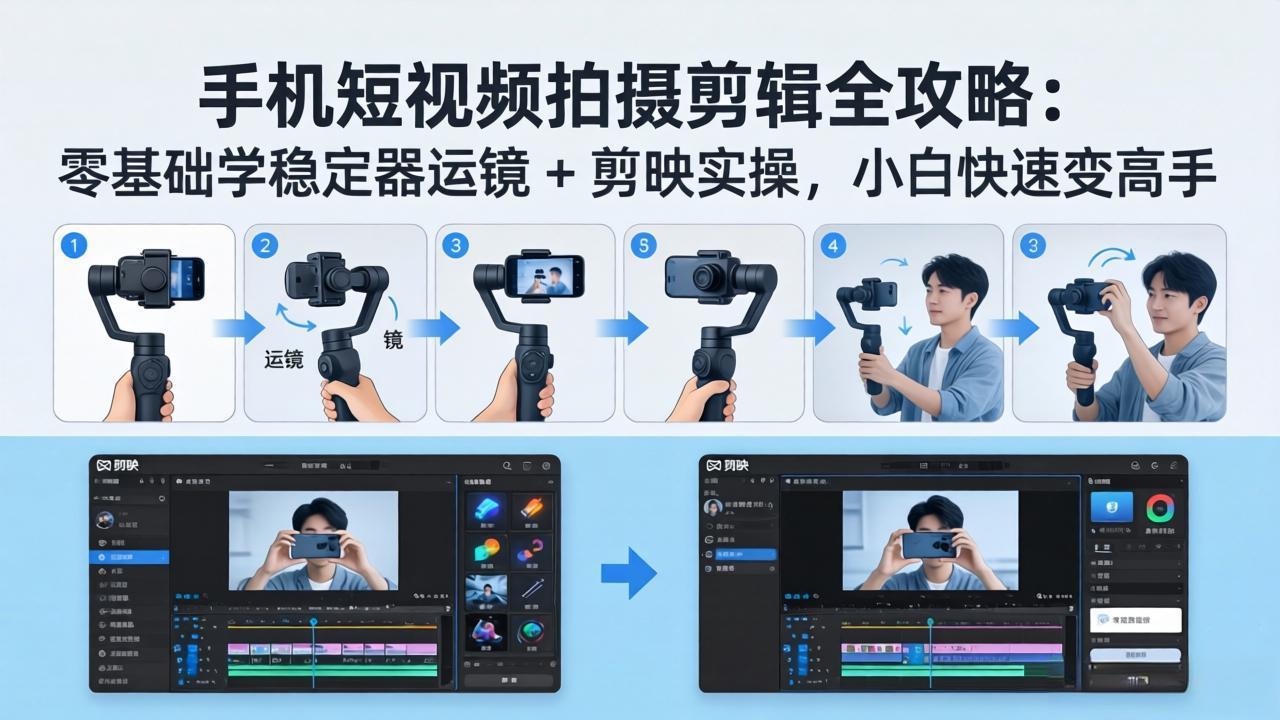（18003期）手机短视频拍摄剪辑全攻略：零基础学稳定器运镜 + 剪映实操，小白快速变高手-宇文网创