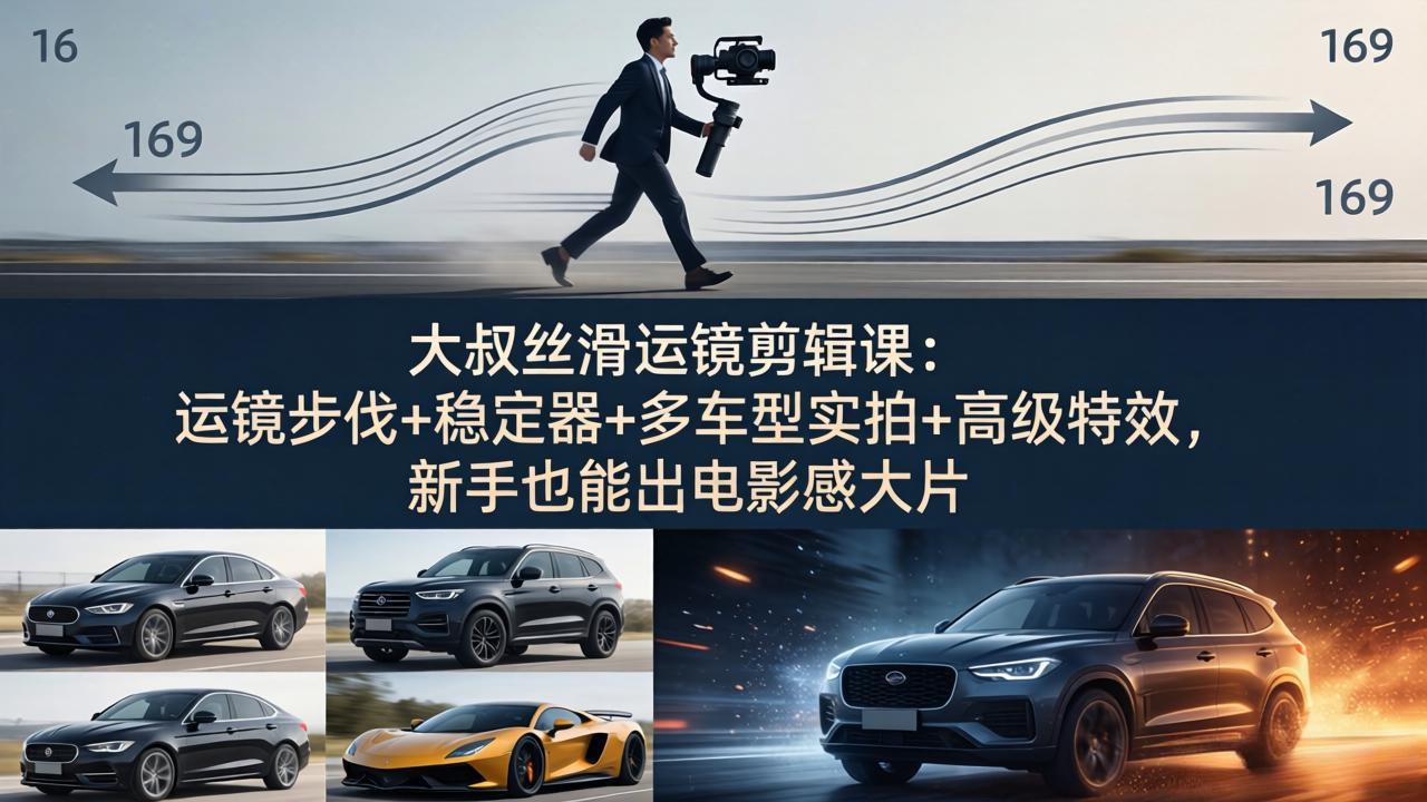 （18004期）大叔丝滑运镜剪辑课：运镜步伐+稳定器+多车型实拍+高级特效，新手也能出电影感大片-宇文网创