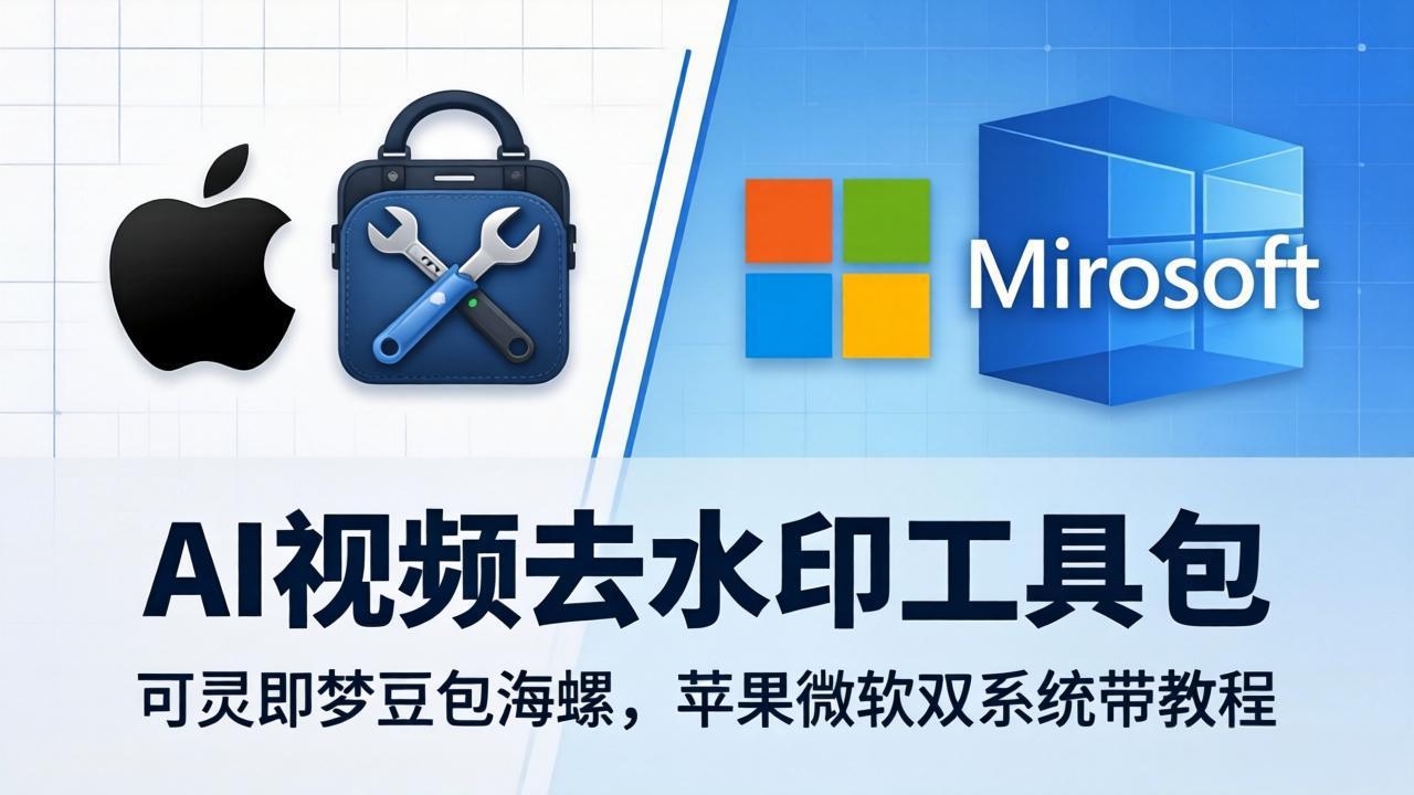 （18073期）AI视频去水印工具包：可灵即梦豆包海螺，苹果微软双系统带教程-宇文网创