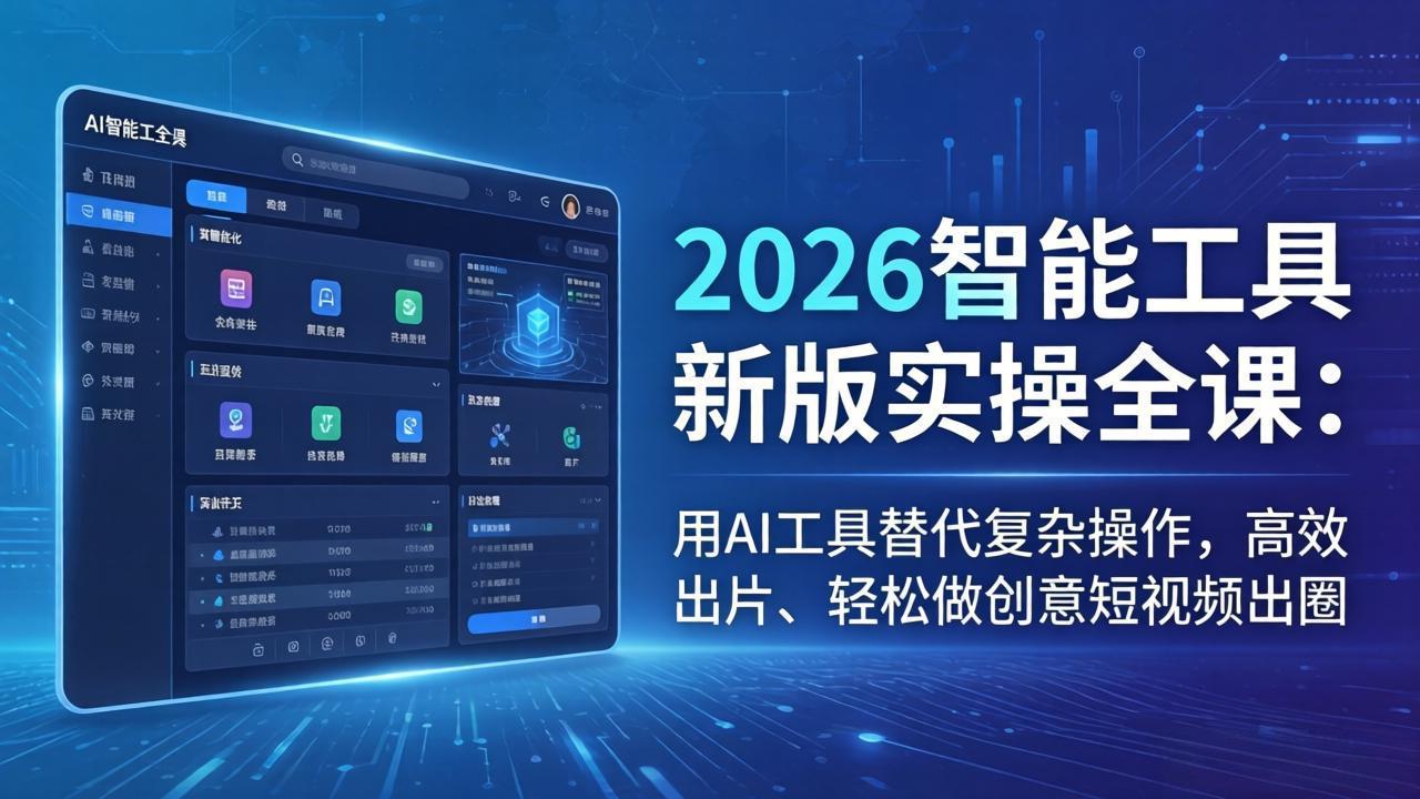 （18005期）2026智能工具新版实操全课：用AI工具替代复杂操作，高效出片、轻松做创意短视频出圈-宇文网创