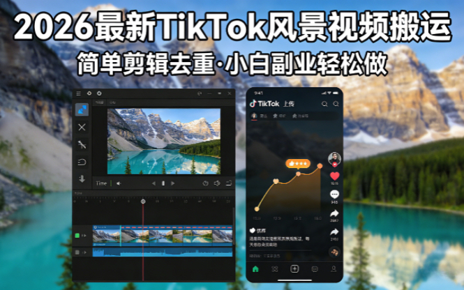 (18001期)2026最新TikTok风景视频搬运简单剪辑去重小白副业月入 8000-宇文网创