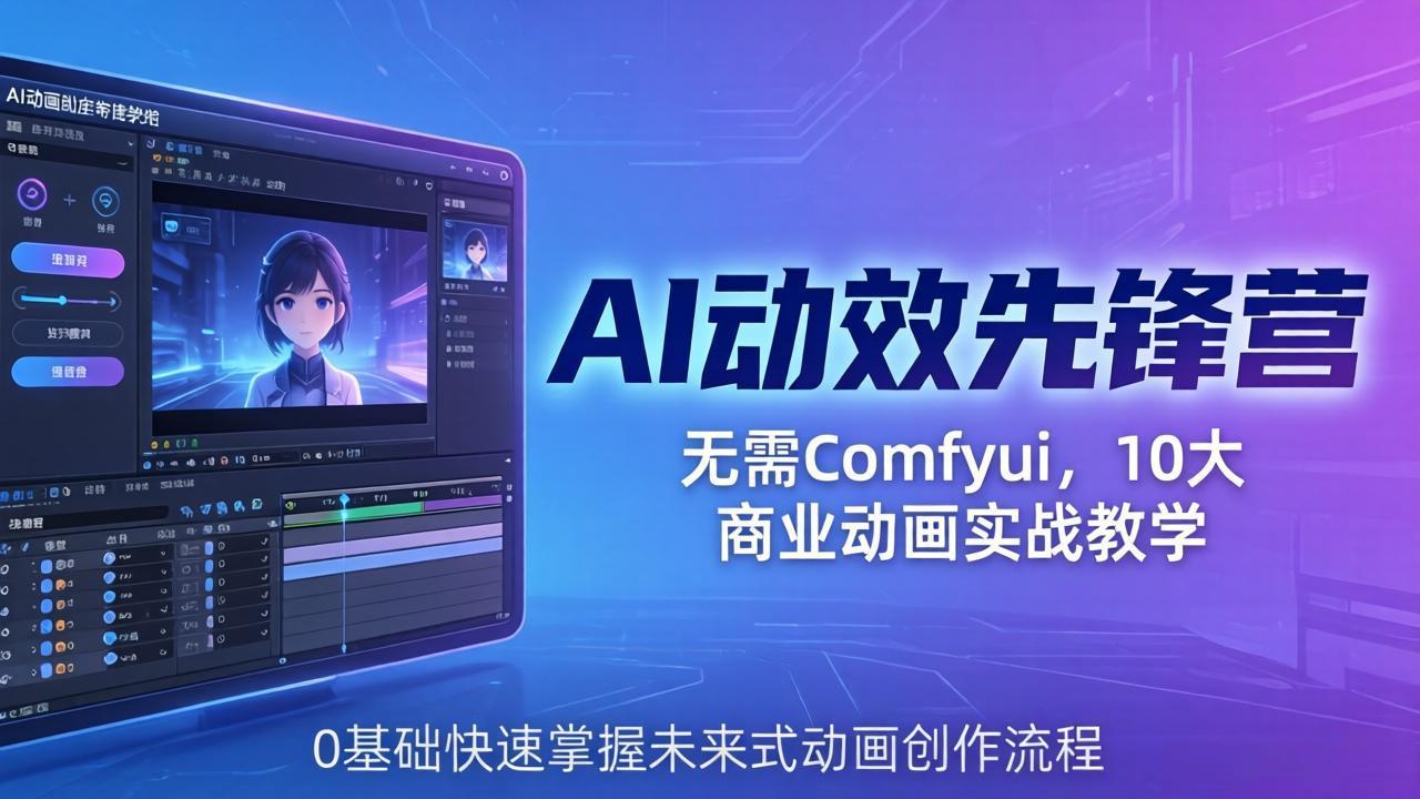（18077期）AI 动效先锋营：无需Comfyui，10大商业动画实战教学，0基础快速掌握未来式动画创作流程-宇文网创