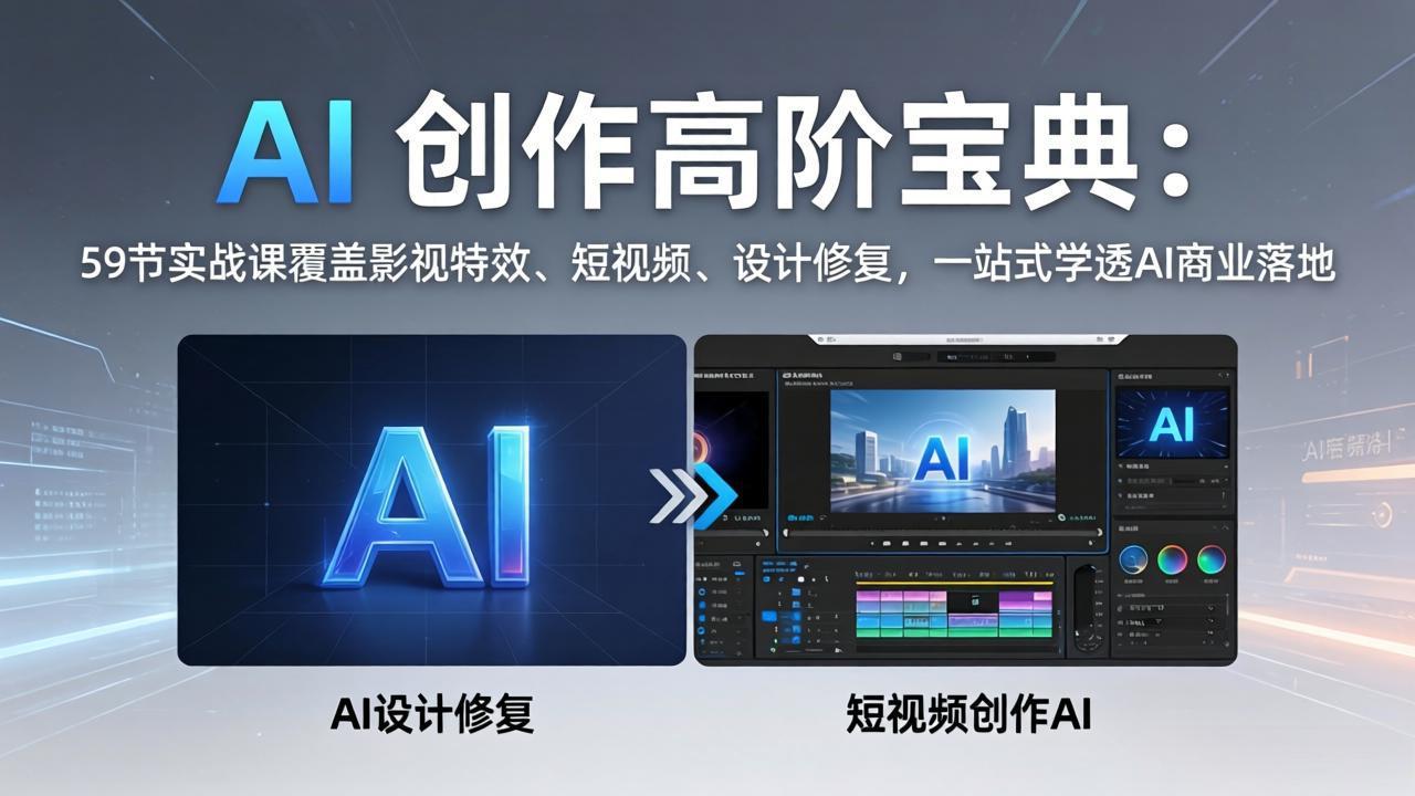 （17887期）AI 创作高阶宝典：59节实战课覆盖影视特效、短视频、设计修复，一站式学透AI商业落地-宇文网创