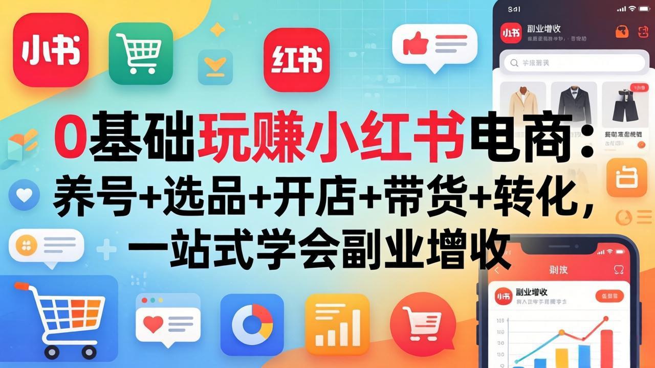 (17949期)0基础玩赚小红书电商:养号+选品+开店+带货+转化,一站式学会副业增收-宇文网创