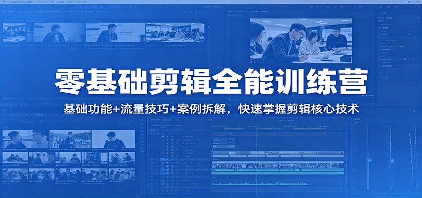 零基础剪辑全能训练营：基础功能+流量技巧+案例拆解，快速掌握剪辑核心技术-宇文网创