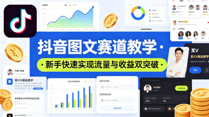 抖音图文赛道教学，某大V精选教学，新手也能快速实现流量与收益双突破-宇文网创