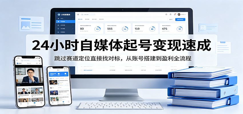 24小时自媒体起号变现速成，跳过赛道定位直接找对标，从账号搭建到盈利全流程-宇文网创