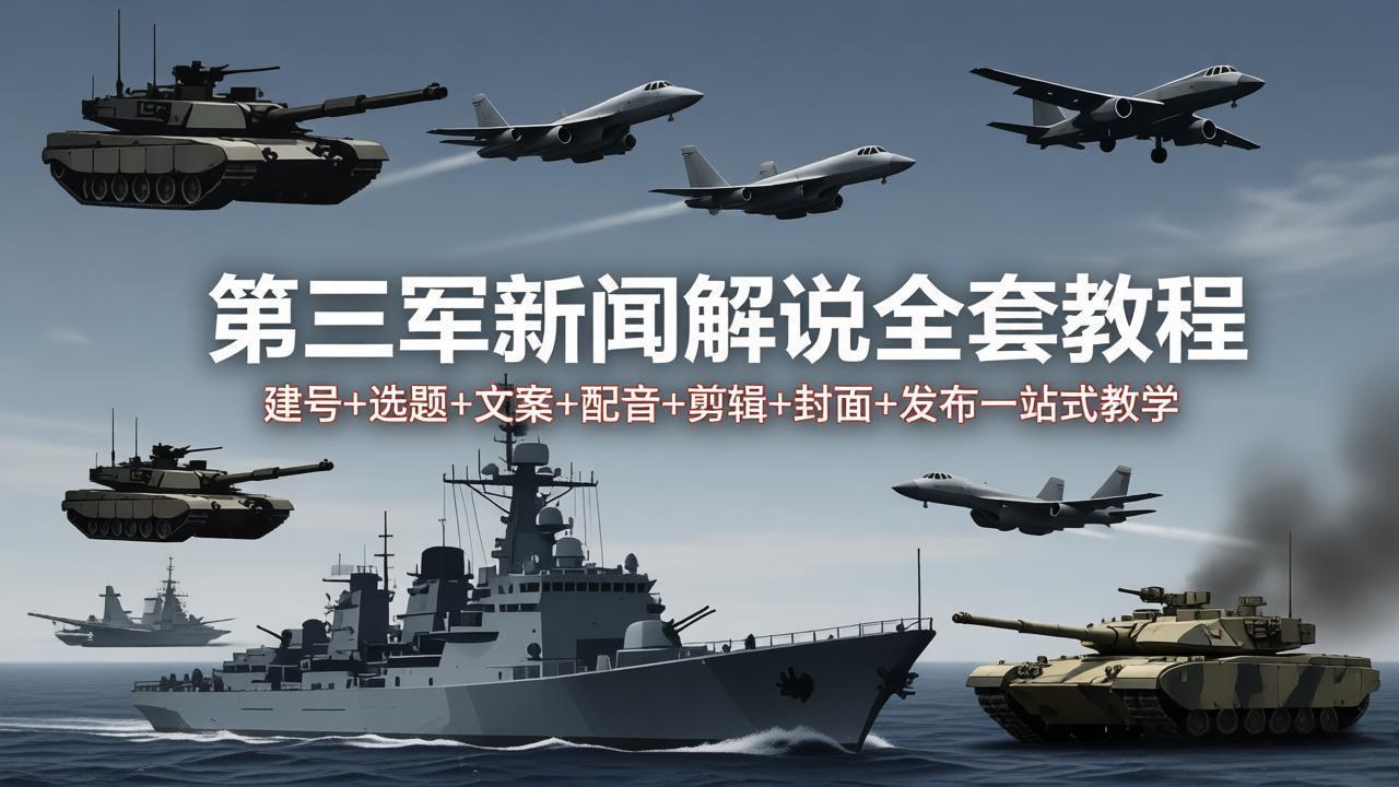 （18081期）第三军迷新闻解说全套教程：建号+选题+文案+配音+剪辑+封面+发布一站式教学-宇文网创