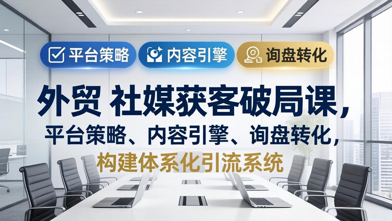 （17901期）外贸 社媒获客破局课，平台策略、内容引擎、询盘转化，构建体系化引流系统（更新26年3月）-宇文网创