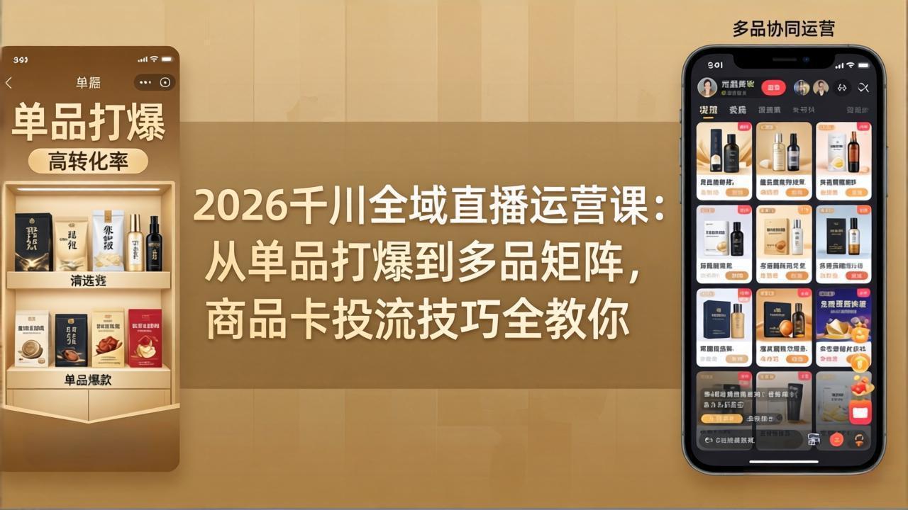 （18028期）2026千川全域直播运营课：从单品打爆到多品矩阵，商品卡投流技巧全教你-宇文网创