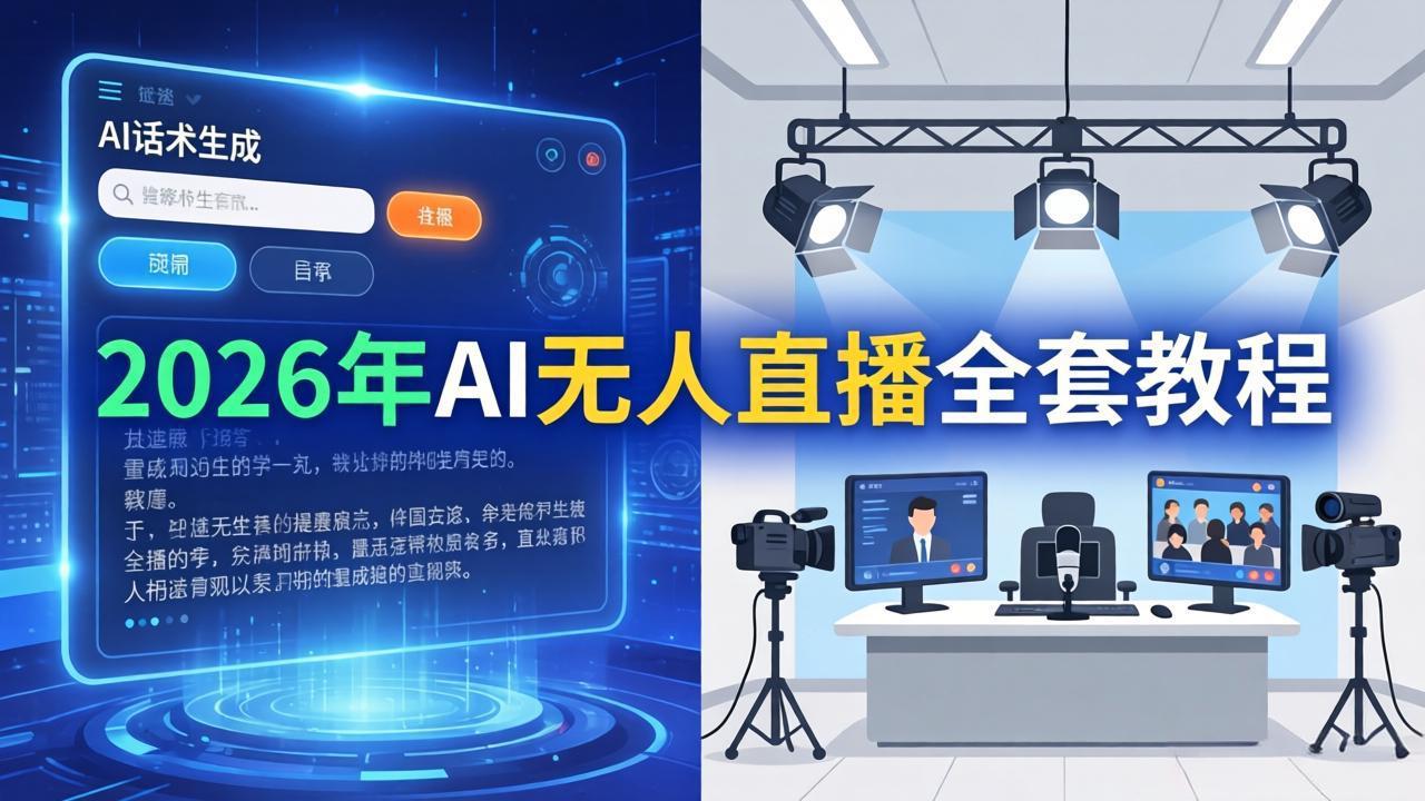 （17953期）2026年AI无人直播全套教程：OBS安装+软件配置+直播间搭建+话术生成+一键开播实操-宇文网创