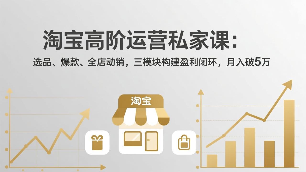 （17904期）淘宝高阶运营私家课（更新26年4月）：选品、爆款、全店动销，三模块构建盈利闭环，月入破5万-宇文网创