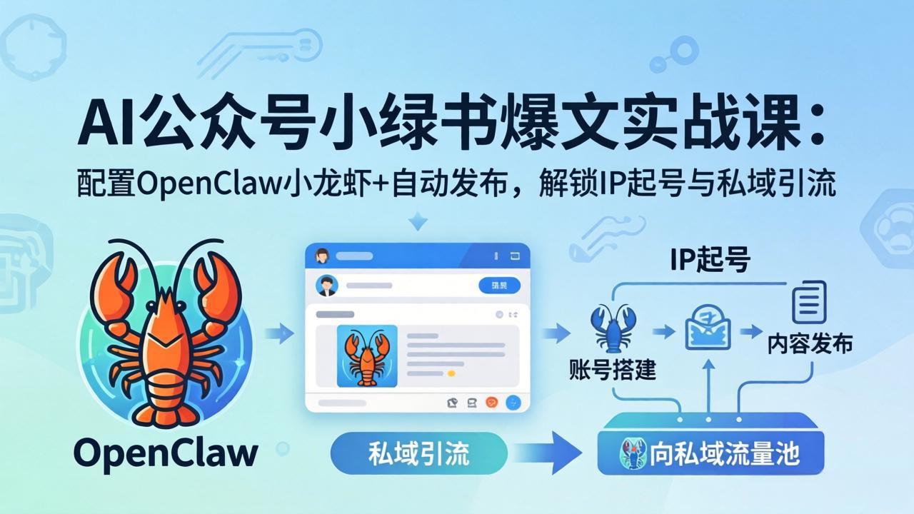 （18132期）AI公众号小绿书变现实战课：小绿书爆文写作+OpenClaw自动发布，解锁IP起号与私域引流-宇文网创
