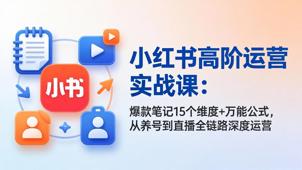 (17844期)小红书高阶运营实战课:爆款笔记15个维度+万能公式,从养号到直播全链路深度运营-宇文网创