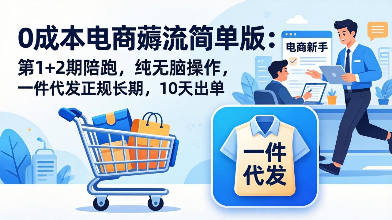 （17880期）0成本电商薅流简单版：第1+2期陪跑，纯无脑操作，一件代发正规长期，10天出单-宇文网创