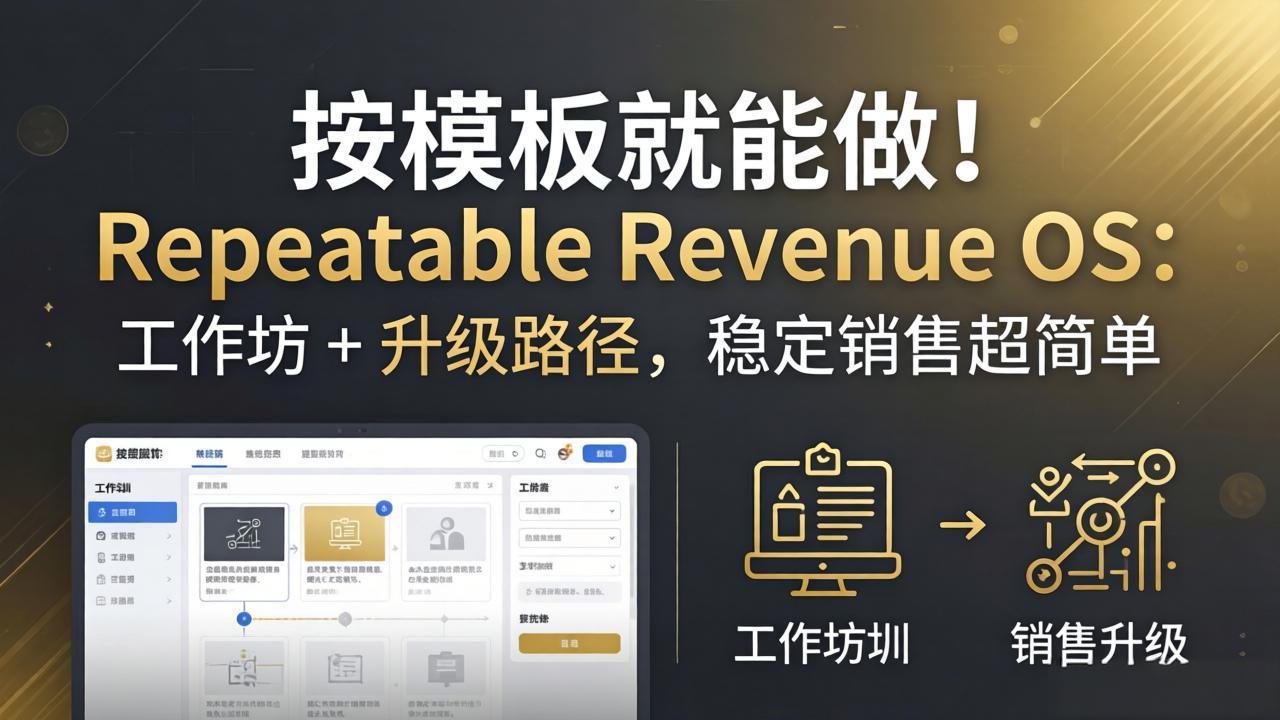 （18085期）按模板就能做！Repeatable Revenue OS：工作坊 + 升级路径，稳定销售超简单-宇文网创