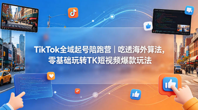 TikTok全域起号陪跑营｜吃透海外算法，零基础玩转TK短视频爆款玩法-宇文网创