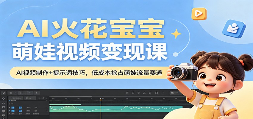 AI火花宝宝萌娃视频变现课：AI视频制作+提示词技巧，低成本抢占萌娃流量赛道-宇文网创